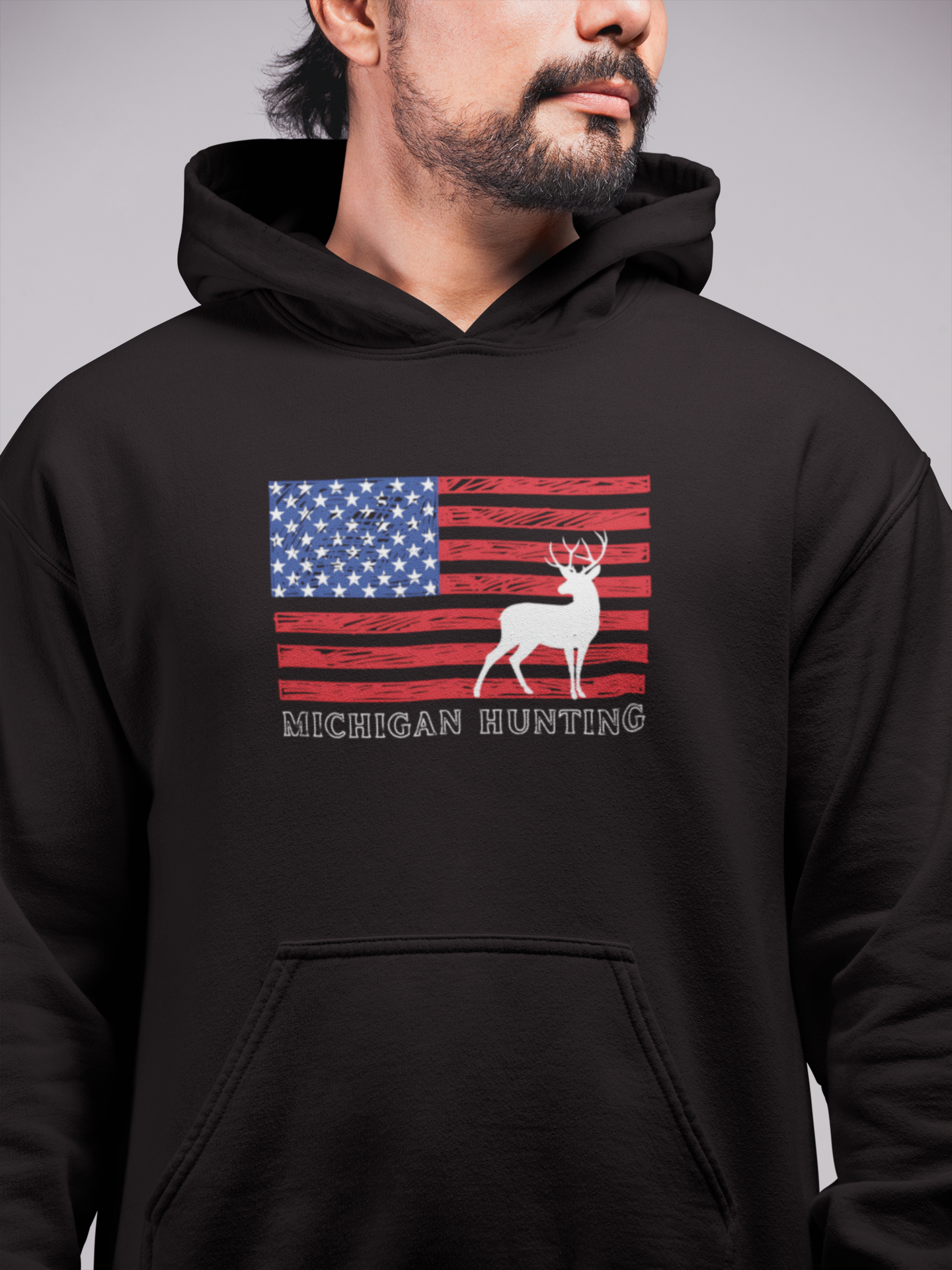 Michigan Hunting USA Flag Unisex Hoodie